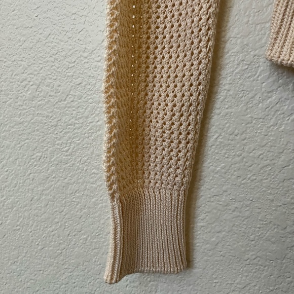 7 FOR ALL MANKIND | Ruffle Neck Long Sleeve Sweater in Heather Oatmeal | Size M - Picture 9 of 14